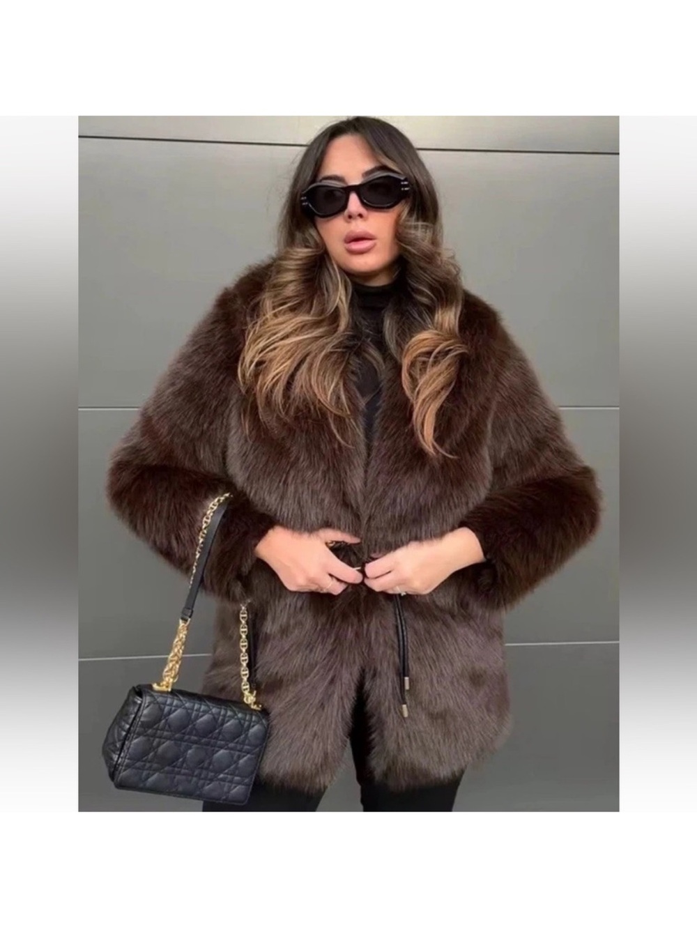 Zara Women's Brown Faux Fur Coat - Picture 8 of 8